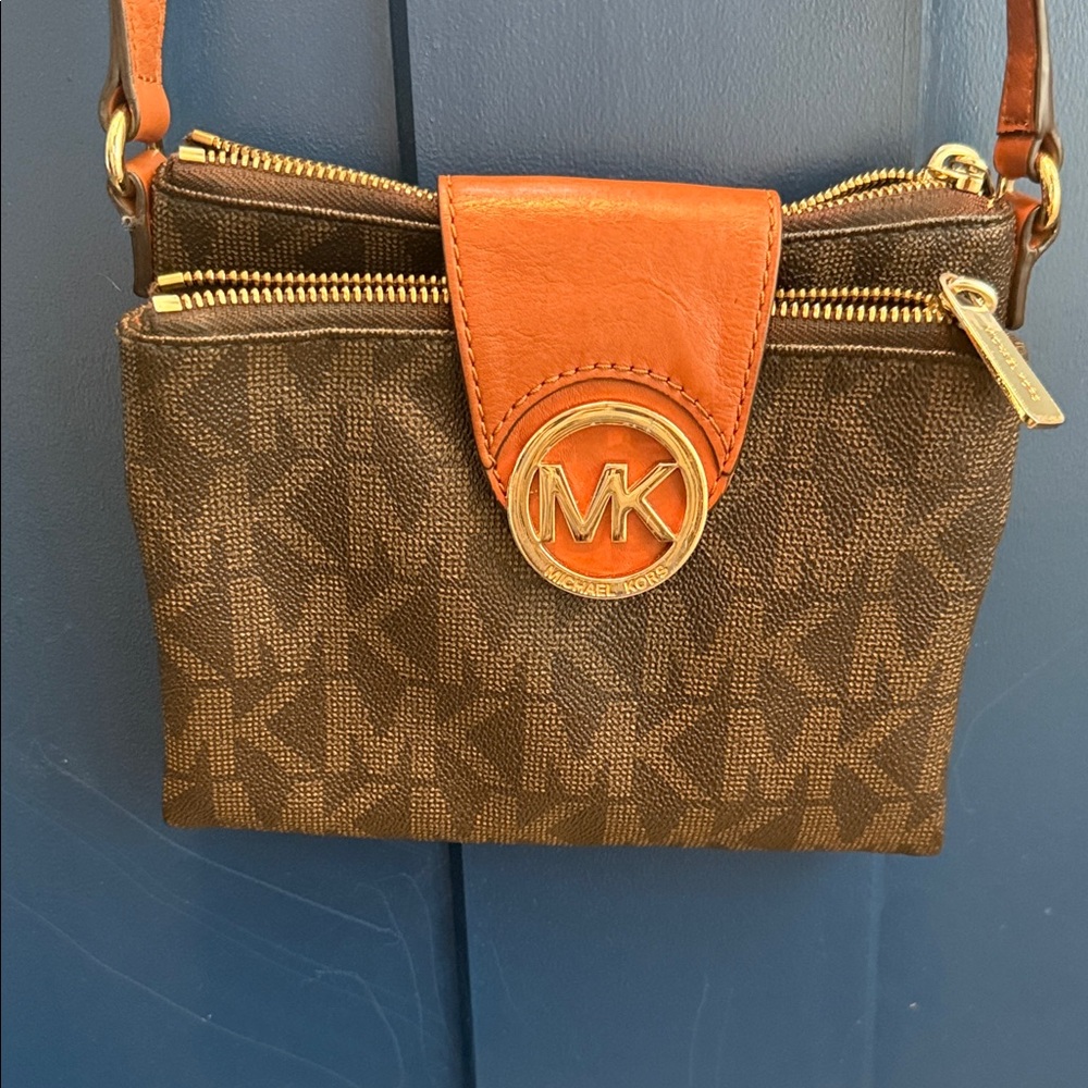 Michael Kors Brown and Orange Crossbody Bag